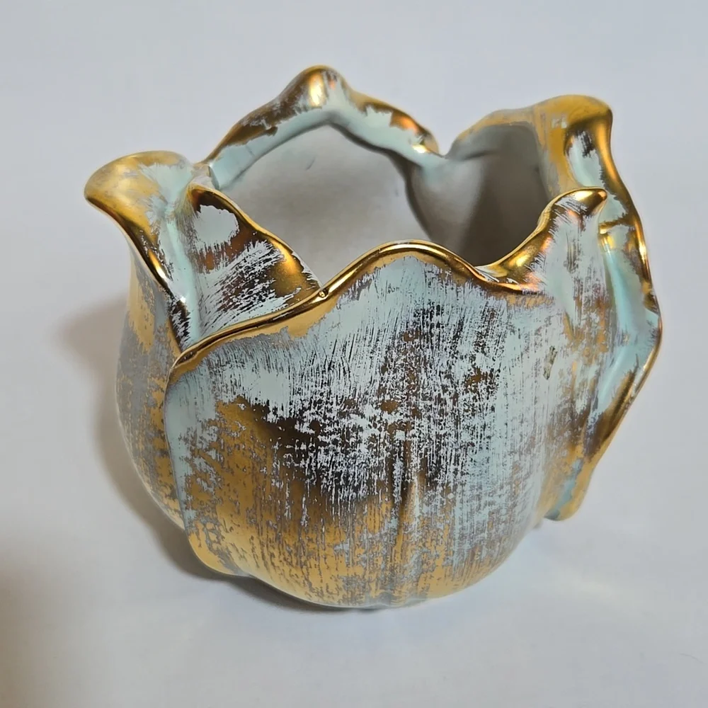Stangl Vintage 1960s Hand Painted Antique Gold Tulip Vase 5144 MCM Regency‎
